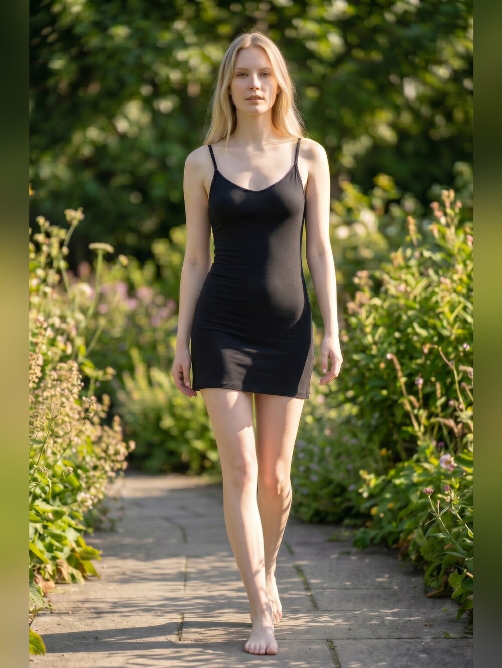 Commando S/M Black Slip Mini Dress Spaghetti Strap Smoothing Cami Dress, USA